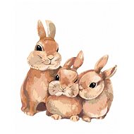 Rabbit and his family, 40×50 cm, without frame and without canvas shut off - Painting by Numbers