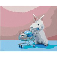 Rabbit and shopping trolley, 40×50 cm, off canvas on frame - Painting by Numbers