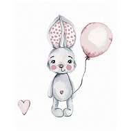 Rabbit with a balloon, 80×100 cm, without frame and without canvas shut off - Painting by Numbers