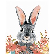 Rabbit with coloured flowers, 40×50 cm, without frame and without canvas shut off - Painting by Numbers