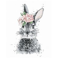 Rabbit with flowers, 80×100 cm, without frame and without shutting off the canvas - Painting by Numbers