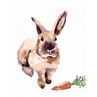 Rabbit with carrot, 40×50 cm, stretched canvas on frame - Painting by Numbers