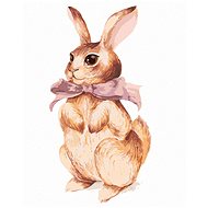Rabbit with pink ribbon, 80×100 cm, without frame and without canvas shut off - Painting by Numbers