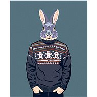 Rabbit in a grey sweater, 80×100 cm, without frame and without canvas shut off - Painting by Numbers