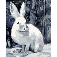 Rabbit in winter at the forest, 40×50 cm, stretched canvas on frame - Painting by Numbers