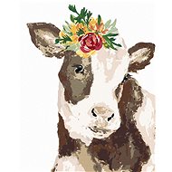 Cow with a flower (Haley Bush), 40×50 cm, without frame and without canvas shut off - Painting by Numbers