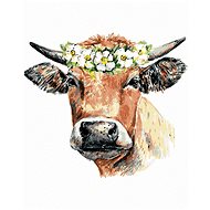 Cow with a wreath, 40×50 cm, without frame and without canvas shut off - Painting by Numbers