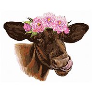 Cow with outstretched tongue, 80×100 cm, stretched canvas on frame - Painting by Numbers