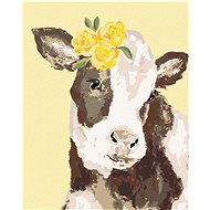 Cow with a Yellow Flower (Haley Bush), 80×100 cm, stretched canvas on frame - Painting by Numbers