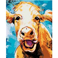 Cow, 40×50 cm, without frame and without shutting off the canvas - Painting by Numbers
