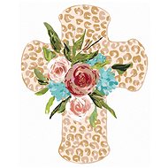 Cross with flowers (Haley Bush), 80×100 cm, without frame and without canvas shut off - Painting by Numbers