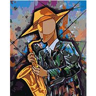 Cubist Musician, 40×50 cm, stretched canvas on frame - Painting by Numbers