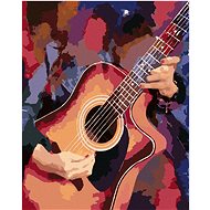 Guitar on a coloured background, 40×50 cm, without frame and without canvas off - Painting by Numbers