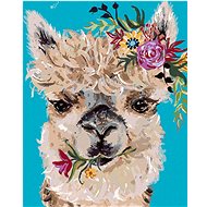 Llama with a flower (Haley Bush), 40×50 cm, stretched canvas on frame - Painting by Numbers