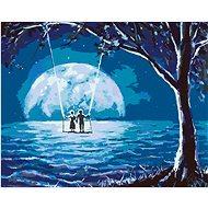 Love in the Moonlight, 40×50 cm, without frame and without turning off the canvas - Painting by Numbers