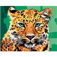Leopard se zelenýma očima, 80×100 cm, vypnuté plátno na rám - Painting by Numbers