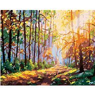 Les s odrazem sluníčka, 80×100 cm, bez rámu a bez vypnutí plátna - Painting by Numbers