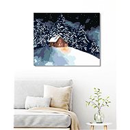 Forest cabin on a snowy hill, 40×50 cm, stretched canvas on frame - Painting by Numbers