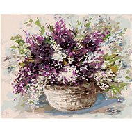 Lavender in a wicker basket, 40×50 cm, stretched canvas on frame - Painting by Numbers