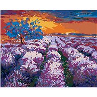 Lavender Field at Sunset II, 80×100 cm, without frame and without canvas shut off - Painting by Numbers