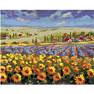Lavender field with sunflowers, 40×50 cm, without frame and without canvas shut off - Painting by Numbers