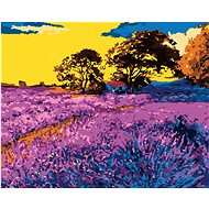 Lavender Field with Trees, 40×50 cm, stretched canvas on frame - Painting by Numbers