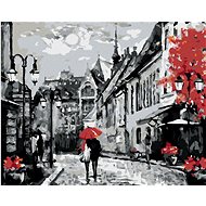 People under an Umbrella in Budapest, 80×100 cm, stretched canvas on frame - Painting by Numbers