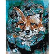 Fox with leaves, 40×50 cm, stretched canvas on frame - Painting by Numbers