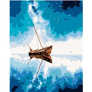 Ship and blue space sky, 40×50 cm, off canvas on frame - Painting by Numbers