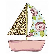 Ship with leopard and floral sail (Haley Bush), 80×100 cm, stretched canvas on frame - Painting by Numbers