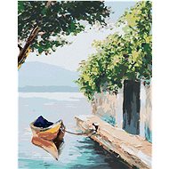 Boat at the Little House in Venice, 80×100 cm, without frame and without canvas shut off - Painting by Numbers