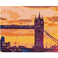 Tower of London Bridge at sunset, 80×100 cm, unframed and without the canvas off - Painting by Numbers