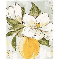 Magnólie ve žluté váze II (Haley Bush), 40×50 cm, bez rámu a bez vypnutí plátna - Painting by Numbers