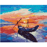 Small fishing boat, 40×50 cm, canvas on frame - Painting by Numbers
