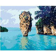 Small forest island at sea, 80×100 cm, without frame and without canvas shut off - Painting by Numbers