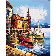 Little Harbour in Venice, 40×50 cm, without frame and without canvas shut off - Painting by Numbers