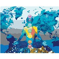 Meditation connecting the whole world, 40×50 cm, stretched canvas on frame - Painting by Numbers