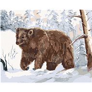 Bear in a snowy forest, 80×100 cm, without frame and without canvas shut off - Painting by Numbers