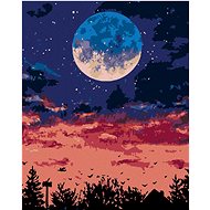 Moon over the Night City, 80×100 cm, without frame and without canvas shut off - Painting by Numbers