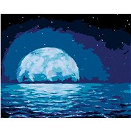 Moon Reflecting in Sea Waves, 40×50 cm, stretched canvas on frame - Painting by Numbers