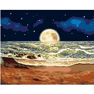 Moon Hidden Behind the Sea, 40×50 cm, stretched canvas on frame - Painting by Numbers