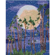 Moon Behind Trees in the Forest, 80×100 cm, stretched canvas on frame - Painting by Numbers