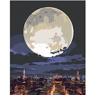 Moonlight over the Night City, 80×100 cm, stretched canvas on frame - Painting by Numbers
