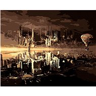 City in Reflection, 40×50 cm, without frame and without canvas shut off - Painting by Numbers