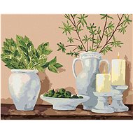 Modern ceramics in soft shades, 80×100 cm, without frame and without canvas shut off - Painting by Numbers