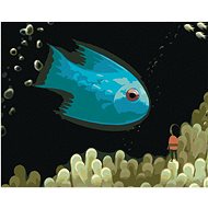 Blue Fish, 40×50 cm, without frame and without canvas shut off - Painting by Numbers