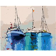 Blue Yachts, 80×100 cm, without frame and without canvas shut off - Painting by Numbers