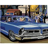 Blue retro car, 40×50 cm, off canvas on frame - Painting by Numbers