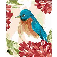 Blue Bird in Flowers (Haley Bush), 80×100 cm, stretched canvas on frame - Painting by Numbers