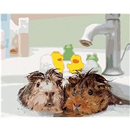Guinea Pigs in Water, 40×50 cm, stretched canvas on frame - Painting by Numbers